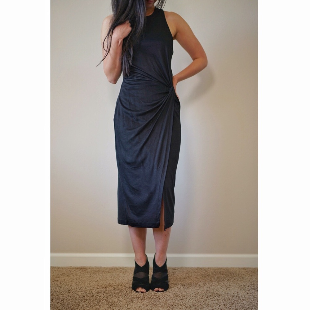 [SOLD] Banana Republic black slit dress